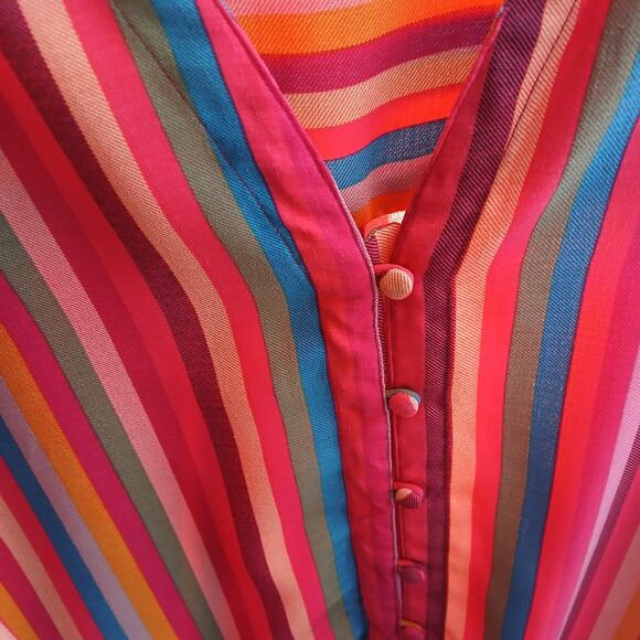 Torrid Plus 5X Rainbow Women Striped Sleeveless V-Neck Blouse Tunic Top Summer - Picture 5 of 12